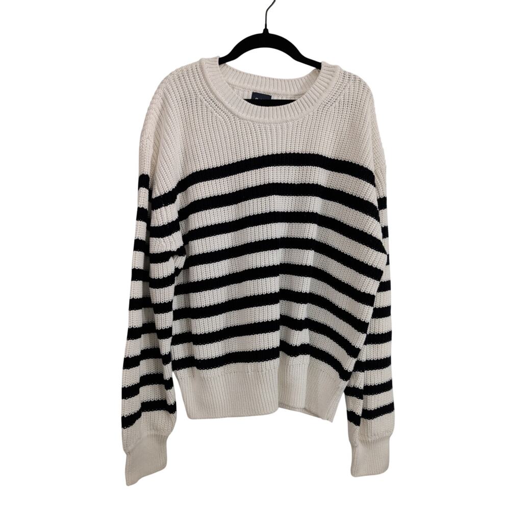Gap Women's Woven Crewneck Sweater Black White Size XL